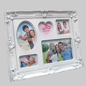 Фоторамка на 5 фото белый пластик (33х26) (671422)