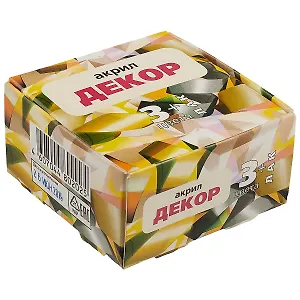 Краски акриловые 03цв 22мл "ДЕКОР" +лак глянцевый 22мл, к/к, olki