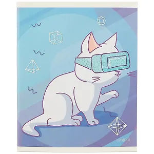 Тетрадь в клетку Unnika, "Виртуальный кот", 48 листов, в ассортименте