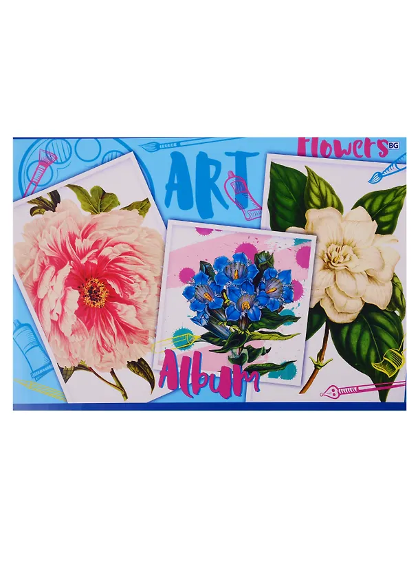 Альбом для рисования «Art flowers» BG А4, 40 листов, скрепка, в ассортименте 250415 — 1