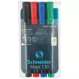 Маркеры перманентные Schneider, Maxx 130, 4 цвета 1 мм — 261458 — 1