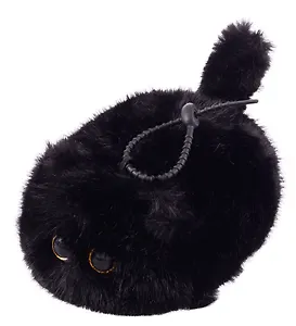 Брелок Котик черный с глазками (иск.мех) (14см) (12-09602026-L8)