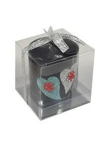 Подсвечник стекло Два сердца на чёрном (5,5х5,5) (916172)