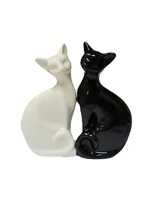Фигурка Пара кошек белая и черная (17см) (керамика) (390-458)