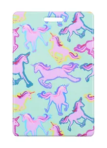 Чехол для карточек Единороги с цветным контуром на мятном фоне (ДГ2021-276)