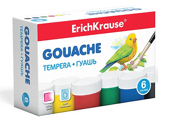 Краски гуашевые 06цв 20мл, ErichKrause  2928465 — 1