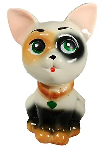 Копилка керамика Котик Гаврик белый с коричневым пятнышком (22 см) (1076339)
