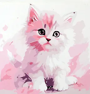 Холст с красками по номерам "Малыши-животные. Белый котёнок", 20 х 20 см