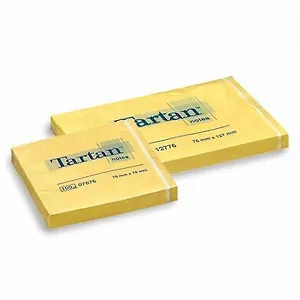 Блок бумаги 76*76 самоклеящийся Tartan 100л, желтый, 3M