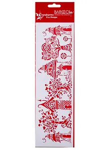 Трафарет Barocci ПВХ многоразовый Сказочные домики с совуньей 10х32см Б-073