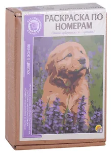 Раскраска по номерам. Щенок в цветах