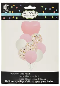 Набор воздушных шаров (композиция) Сердце, 3 с конфетти, 5 овальных (9шт)