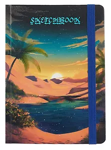Скетчбук А5 80л "ОАЗИС" 100г/м2, тв.обложка, выб.лак, резинка, мат.ламинация
