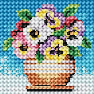 Набор для творчества Белоснежка Алмазная мозаика на раме Цветы в горшочке 322283