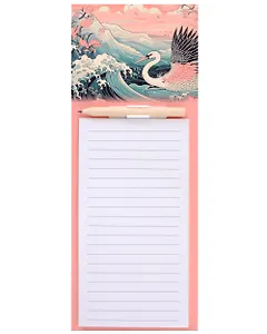 Блок для записей 100*280 40л "Журавль. Волна" с карандашом, на магните, инд.уп.