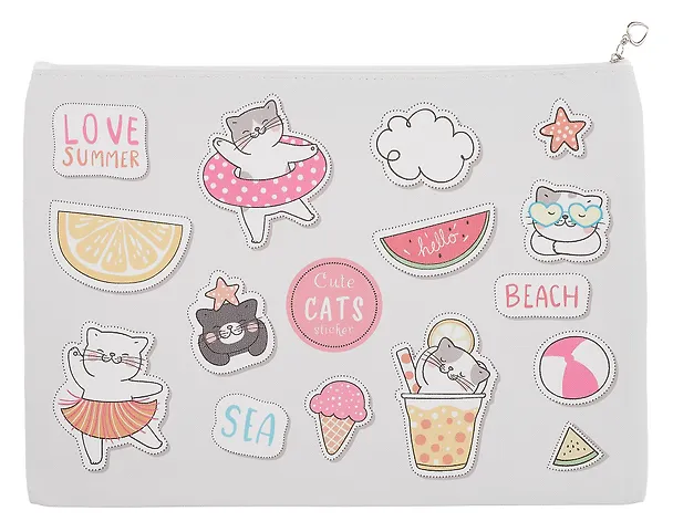 Папка для тетрадей А4 "Cute fat cats" молния сверху, PU, ассорти, Yoi 3039435 — 6