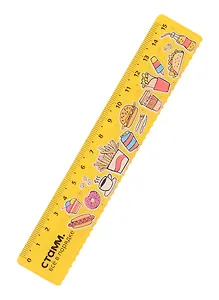 Линейка 15см пластик, "Фастфуд", волнистый край, подвес