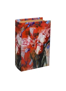 Шкатулка дерево книга красные тюльпаны шёлк 17*11*5 см (622905)
