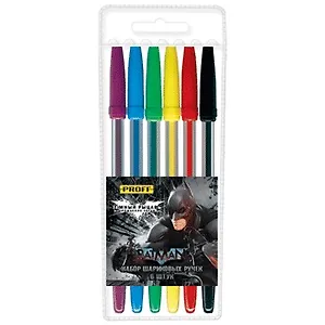 Ручки шариковые 06цв "Бэтмен" блистер, европодвес, Proff