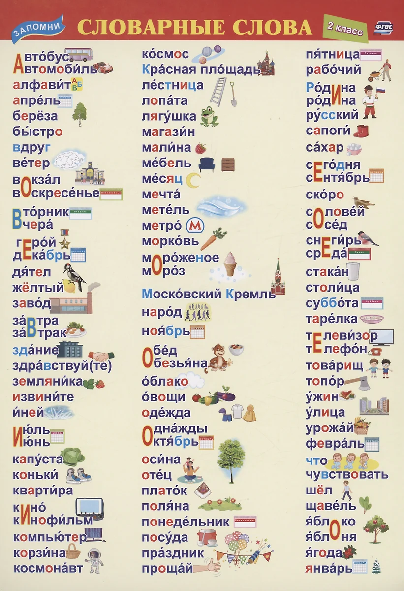 Учебный плакат. Словарные слова. 2 класс - купить книгу с доставкой в  интернет-магазине «Читай-город». ISBN: 468-0-08-832833-1