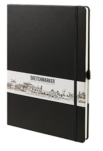 Скетчбук 21*29.7 80л "Sketchmarker" черный, нелинованн. 140г/м2, слоновая кость, тв.обл