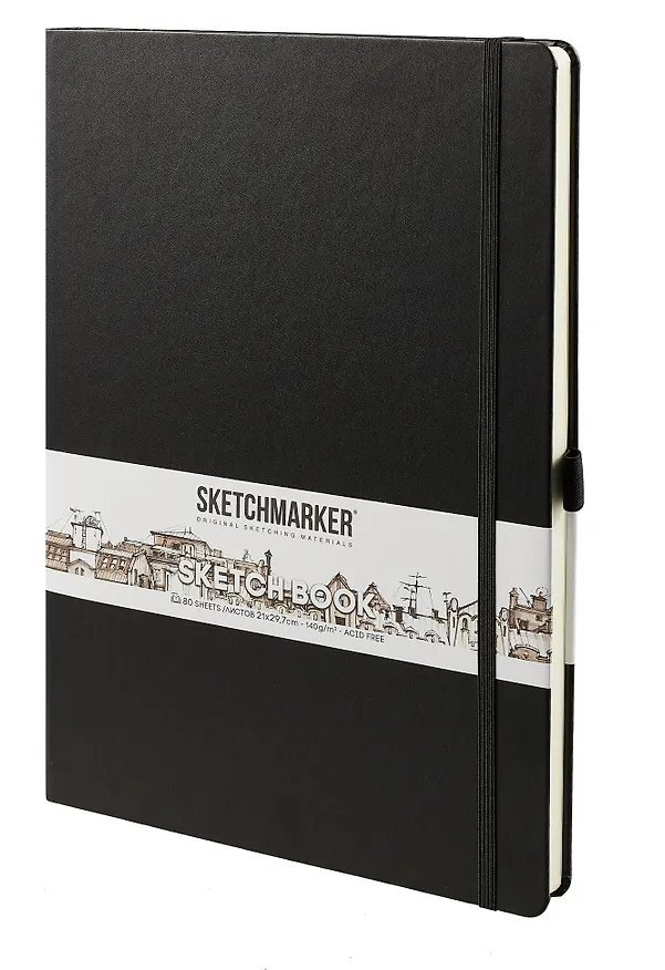 Скетчбук 21*29.7, 80 листов "Sketchmarker" черный, нелинованный, 140г/м2, слоновая кость 2969478 — 1