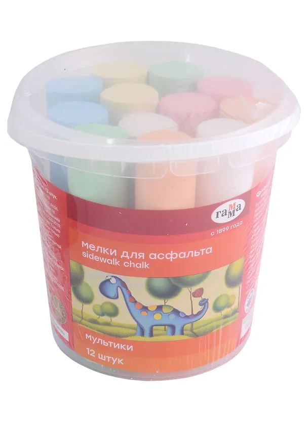 Мелки цветные 12 штук асфальтные, круглые "Мультики", Гамма 2980420 — 1
