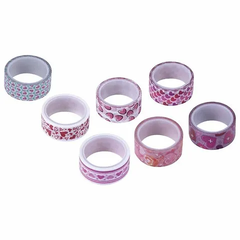 Клейкие WASHI-ленты для декора СЕРДЦА, 15 мм х 3 м, 7 цветов, рисовая бумага, ОСТРОВ СОКРОВИЩ, 661708 2804230 — 4
