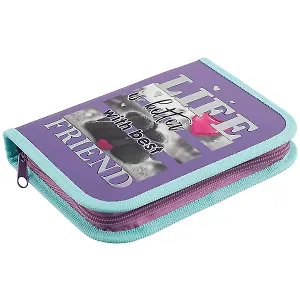 Пенал школьный 1отд. "Лучшие друзья" 19*13см, откидн.планка, 3D фольга
