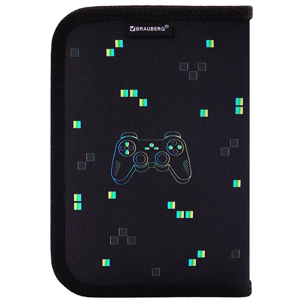 Пенал 1отд. "Pixel gamepad" с наполнением, 21*14см, 1 отк. планка, 24 предмета 3162190 — 2