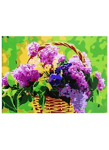 Холст с красками по номерам 22х30см ТМ Рыжий кот Нежная сирень в корзине HS260