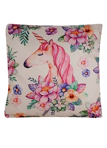 Подушка Единорог с цветами акварель(текстиль)(43х43)