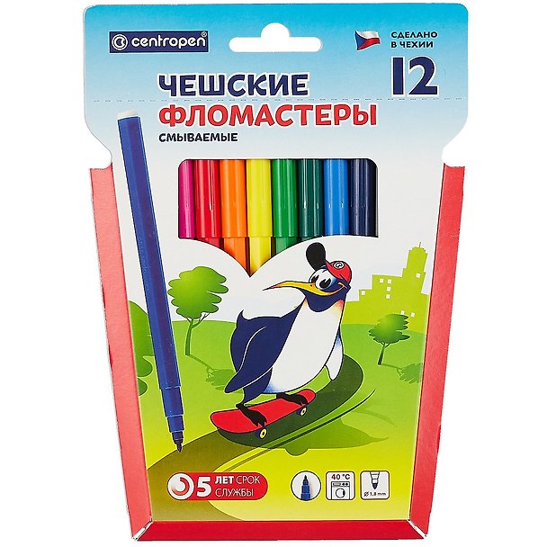 Фломастеры «Пингвины» Centropen, 12 цветов 200098 — 1