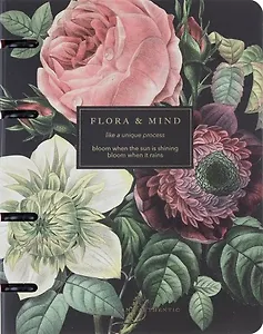Тетрадь 120л кл. "Flora", букет, на кольцах, мел.картон, скругл.углы