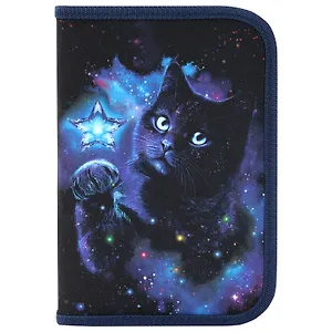 Пенал 1отд. "Star cat" с наполнением, 21*14см, 1 отк. планка, 24 предмета