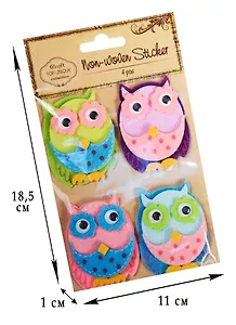 Набор стикеров Совы  4шт  5*6см цвета в ассортименте S26045515D