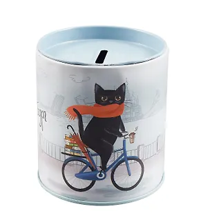 Копилка Бочка СПб Котик на велосипеде (10х9) (металл) 2720014