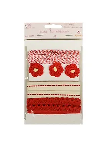 Набор для ручн. творч. (R875) (шнур/9,14м+цветок/3шт+тесьма/2в.х1,83м) (красный) (Рукоделие) (упаковка)