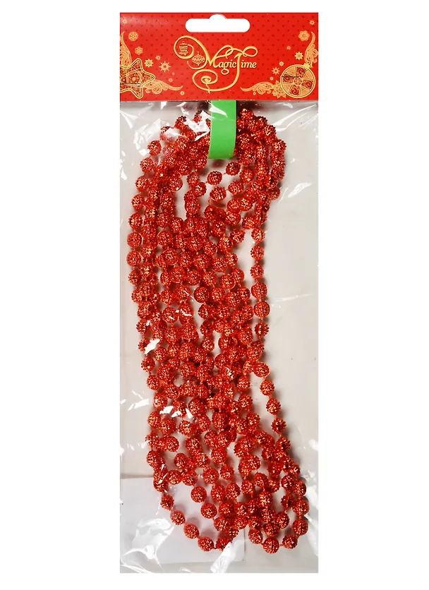 Новогодняя гирлянда Бусы (270см) красный маскарад 2541117 — 1