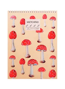 Скетчбук А4 40л "Мухоморы", 120г/м2, обложка крафт картон, евроспираль