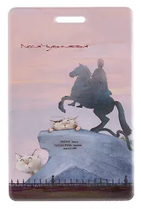 Чехол для карточек вертикальный СПб Пушистый Петербург Туристы у Медного всадника (ДК2025-491)
