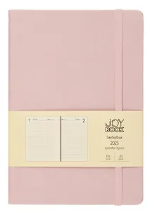 Ежедневник дат. 2025г. А5 176л "Joy Book" розовая вуаль, 7Б, тв.переплет, иск.кожа, резинка, карман, скругл.углы, тонир.блок, ляссе, инд.уп