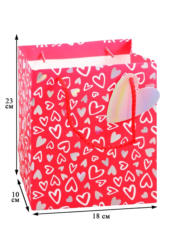 Пакет А5 23*18*10 Magic Hearts жен., бум.мат.ламинат, голография, ассорти 256848 — 2