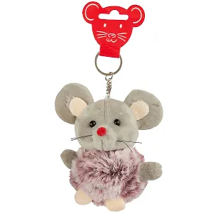 Брелок Мышка с мехом (текстиль) (9 см) (12-01644-001)