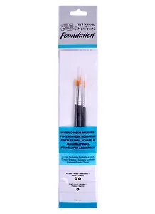Кисти "Foundation Synthetic Brush" синтетика 3шт. круглые №3,5, плоская №1, Winsor&Newton