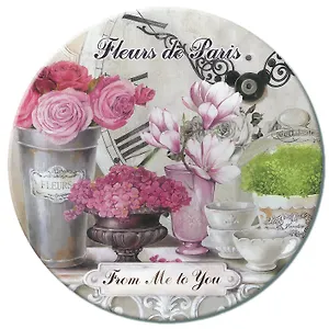 Доска для нарезки  Парижские цветы (RCB-01-Felurs) (стекло) (d19) (в подар.упаков.) GiftLand