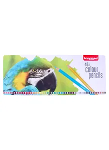 Карандаши цветные 45цв  "Попугаи" металл. кор.