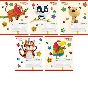 Тетрадь в клетку Unnika, "Marzipan.Веселые зверята", 12 листов, в ассортименте