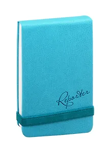 Блокнот 90*140 96л лин. "Reporter" бирюз.иск.кожа, тв.переплет, резинка, тонир.блок, инд.уп.