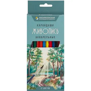 Карандаши цветные ВКФ, "Живопись", акварельные 12 цветов